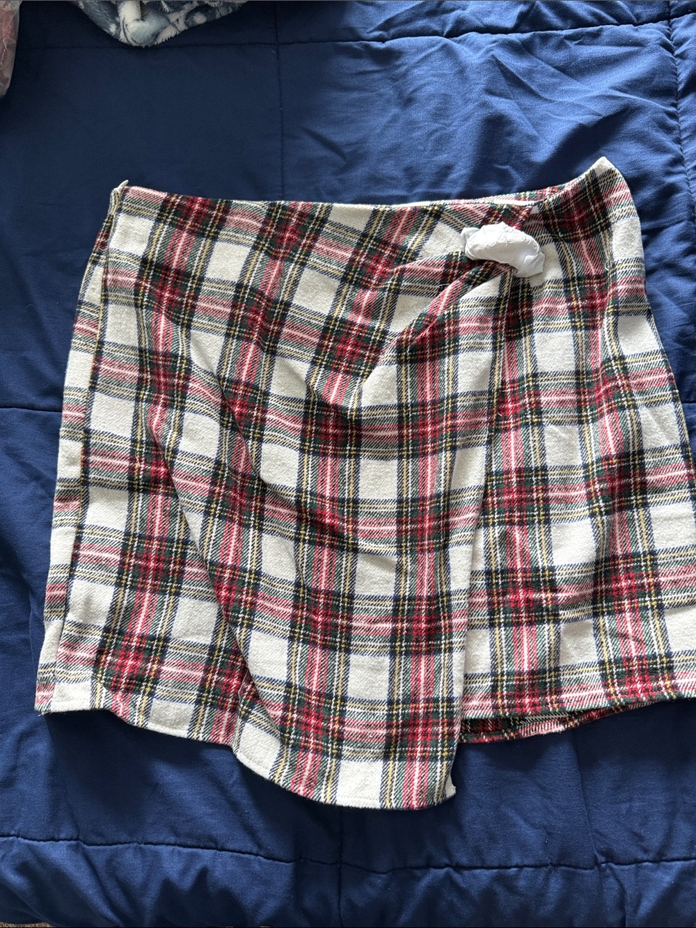 Micas Contrast Plaid Print Asymmetrical High Waist Mini Skirt